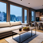 Smart Home Comfort**

"A cozy and inviting living room in a modern Polish home, featuring smart lighting, a comfortable sofa, and a view of a snowy landscape outside the window. A fully clothed family is enjoying time together, with soft, warm lighting creating a relaxing atmosphere. Safe for work, appropriate content, fully clothed, professional, modest, family-friendly, perfect anatomy, natural proportions, high quality."

**
