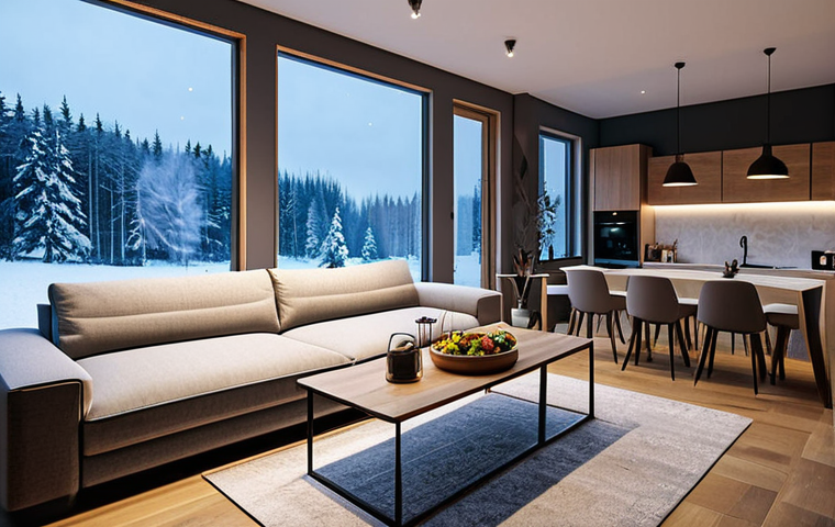 Smart Home Comfort**

"A cozy and inviting living room in a modern Polish home, featuring smart lighting, a comfortable sofa, and a view of a snowy landscape outside the window. A fully clothed family is enjoying time together, with soft, warm lighting creating a relaxing atmosphere. Safe for work, appropriate content, fully clothed, professional, modest, family-friendly, perfect anatomy, natural proportions, high quality."

**