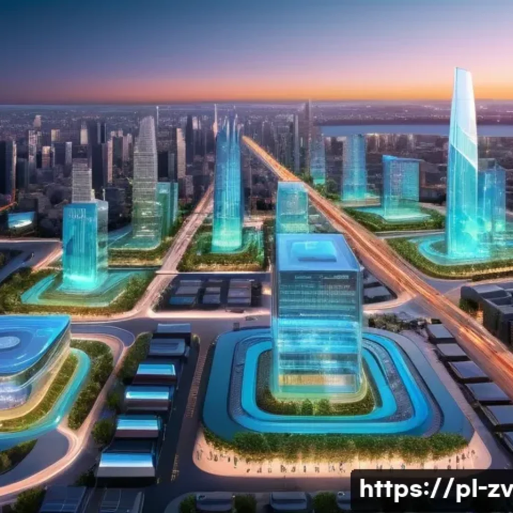 セン서 네트워크의 데이터 관리 플랫폼 비교 - **Prompt:** A futuristic, bustling smart city at dusk, viewed from a slightly elevated angle. Hologr...