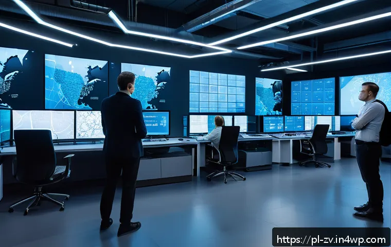 센서 네트워크 보안 문제 해결하기 - A futuristic industrial IoT sensor network control room in Warsaw, Poland, showing a diverse team of...