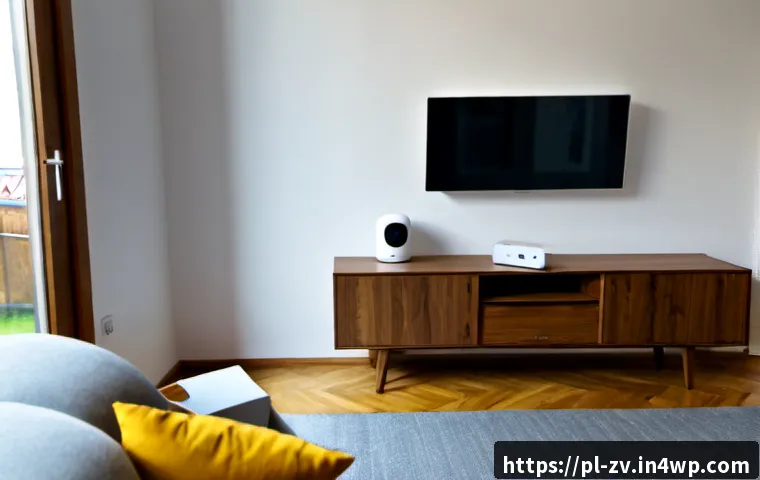 Home 17 스마트 홈의 센서 네트워크 설치 가이드 - Photorealistic bright Polish apartment living room during smart home sensor network installation, sk...